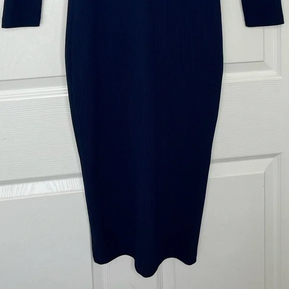 Nadia Tarr Blue Bodycon Midi Dress Sz L